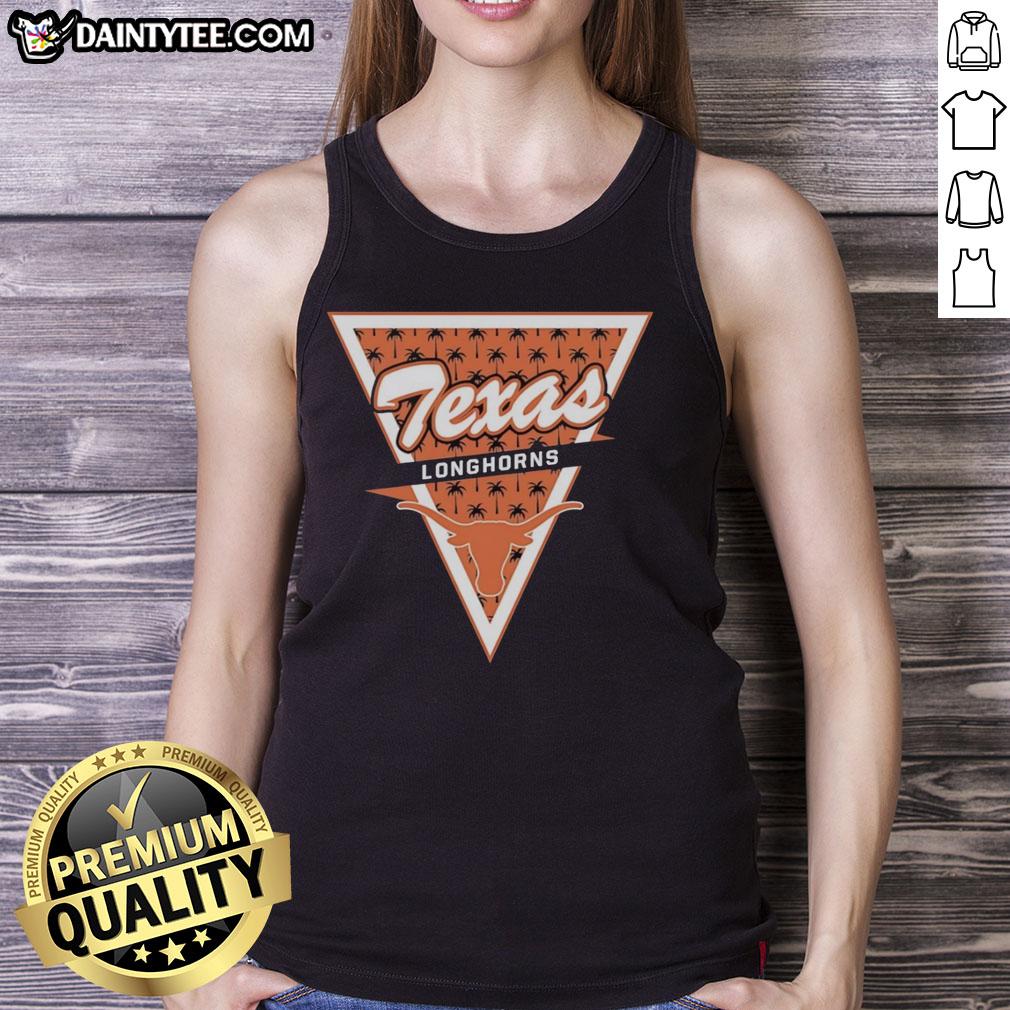 awesome-texas-longhorns-logo-palm-tree-pattern-inside-a-triangle-tank-top Texas Longhorns logo tank top with a palm tree pattern inside a triangle, perfect for fans and summer wear.