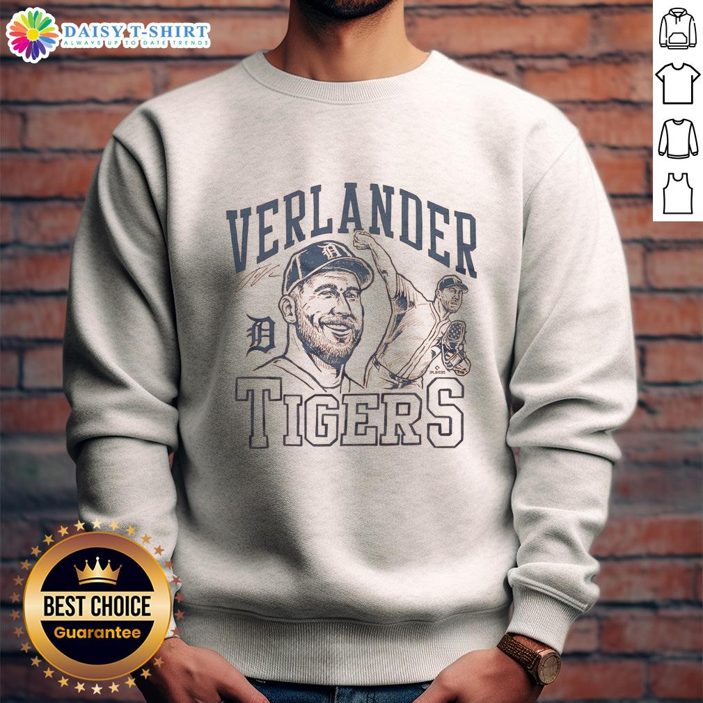 Awesome Tigers Justin Verlander Signature Portrait Sweatshirt Awesome Tigers Justin Verlander signature portrait sweatshirt featuring vibrant design and team colors.