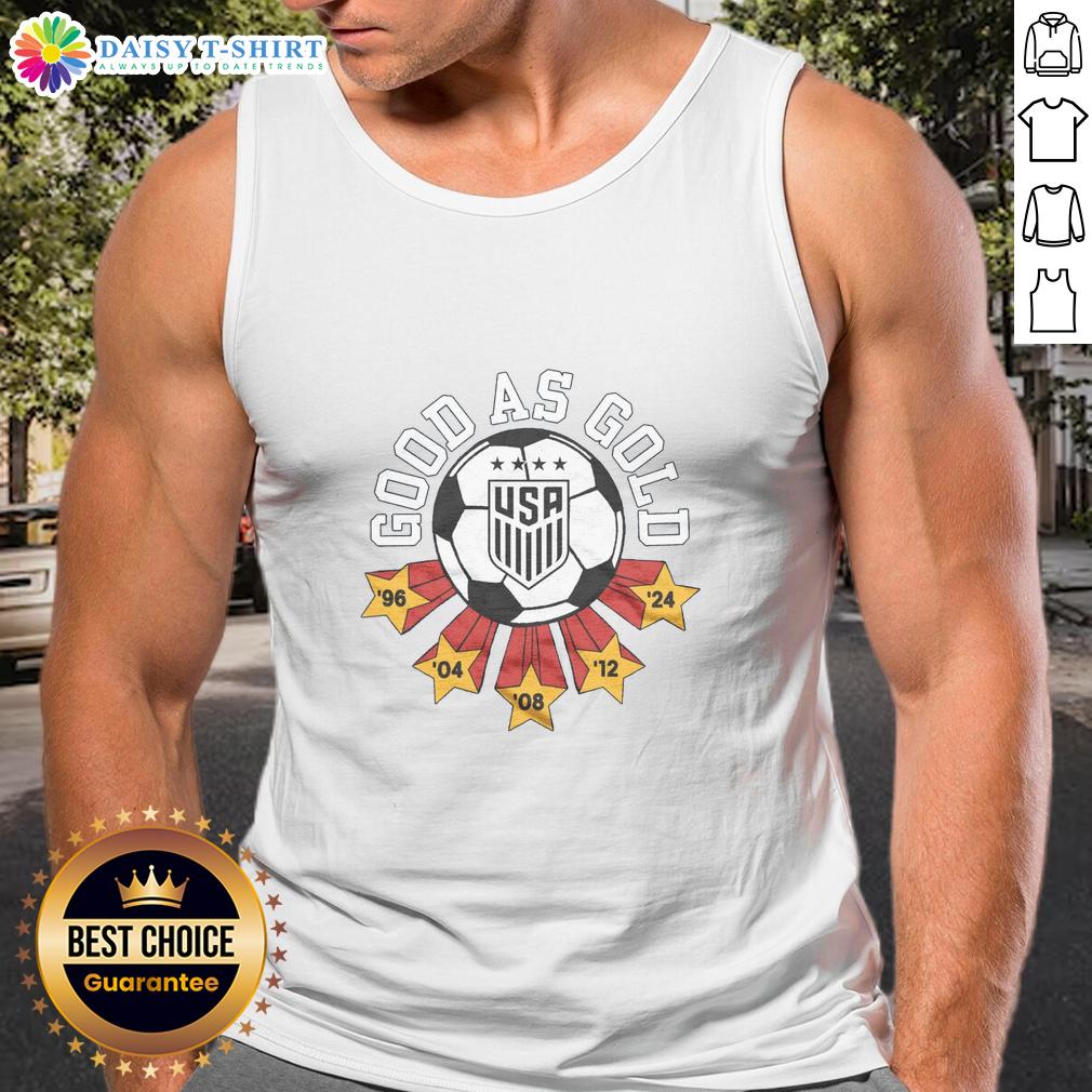 Awesome Uswnt Good As Gold Tank Top Awesome USWNT Good as Gold tank top featuring a bold design, perfect for soccer fans and stylish casual wear.