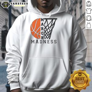 Trendy March Madness basketball hoodie featuring vibrant colors and sporty design, perfect for fans and casual wear.