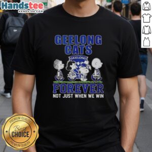 Alt Text: Official The Peanuts Geelong Cats Forever T-Shirt showcasing a fun design, perfect for loyal fans and game day wear.