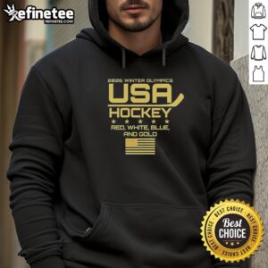 USA Hockey 2026 Winter Olympics hoodie in red, white, blue, and gold, showcasing patriotic design for fans.