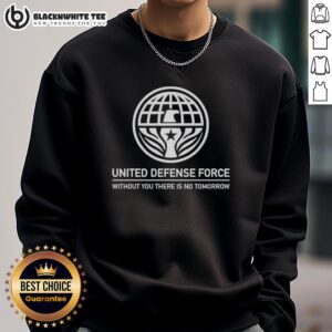 Awesome United Defense Force sweatshirt featuring a bold design, perfect for fans of military-themed apparel.