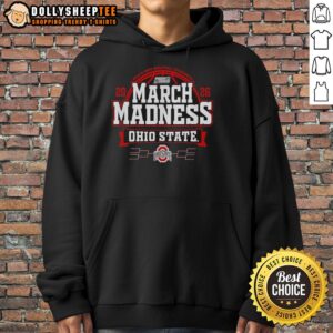 Ohio State Buckeyes March Madness 2026 men's basketball hoodie featuring team colors and logo for fans and supporters.