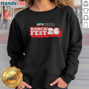Alt Text: Official Jets Pizza Ranch Fest 2026 sweatshirt featuring vibrant colors and logo, perfect for pizza lovers and fans.