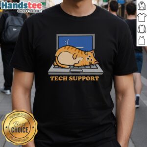 Good Tech Support Cat T-Shirt featuring a playful cat graphic, perfect for tech enthusiasts and cat lovers.