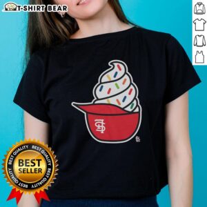 Original St. Louis Cardinals Ice Cream Ladies Tee featuring vibrant team colors and logo, perfect for fans.
