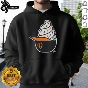 Alt Text: Premium Baltimore Orioles Ice Cream Hoodie featuring team colors and logo, perfect for fans and stylish comfort.