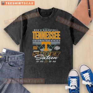 Pretty Tennessee Volunteers NCAA March Madness Sweet Sixteen 2026 washed t-shirt, showcasing vibrant team colors and logo.