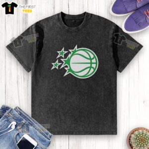 Premium Orlando Magic white logo t-shirt for St. Patrick's Day, featuring a washed design and festive green accents.
