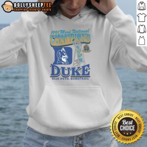 Awesome Duke Blue Devils Past Champs Tourney Win 47 Foundation Hoodie in navy blue, perfect for fans and collectors.