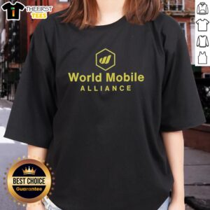 Premium World Mobile Alliance logo printed on a stylish ladies tee, showcasing a modern design for mobile enthusiasts.