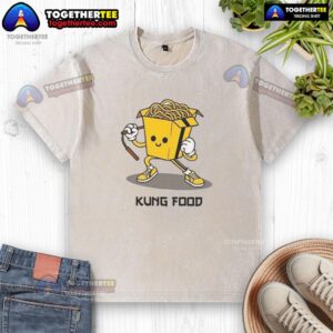 Pretty Kung Food washed t-shirt featuring a trendy design, perfect for casual wear and showcasing your love for food.