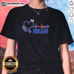 Good Buffalo Bills NFL heartbeat nurse football lover ladies tee, showcasing team spirit with a stylish design.