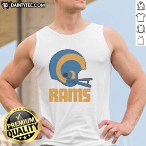 Awesome Los Angeles Rams football logo on a big helmet tank top, perfect for fans and game day attire.