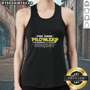 Alt Text: Original Port Huron Prowlers hockey team tank top featuring yellow text, stars, and a hockey stick design.