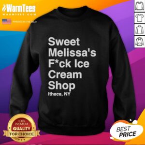 Original Sweet Melissa's F*ck Ice Cream Shop sweatshirt, vibrant design featuring Ithaca, NY, perfect for ice cream lovers.