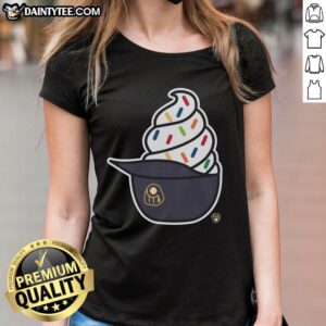 Awesome Milwaukee Brewers Ice Cream Ladies Tee featuring vibrant team colors and stylish design for fans.