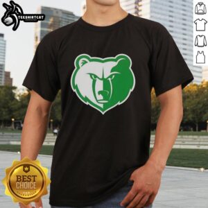 Alt Text: Premium Memphis Grizzlies white logo Patrick's Day T-shirt featuring a bold design for basketball fans and festive celebrations.
