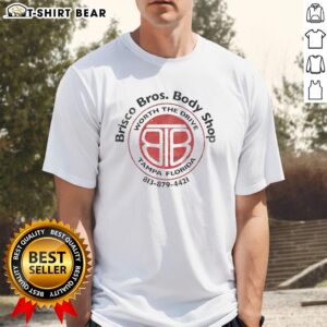 Brisco Bros Body Shop Drive T-Shirt featuring vibrant design, perfect for fans in Tampa, Florida. Stylish and comfortable.