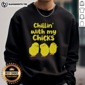 Cozy Awesome Chilling With My Chicks sweatshirt design featuring vibrant colors and a fun, casual style.
