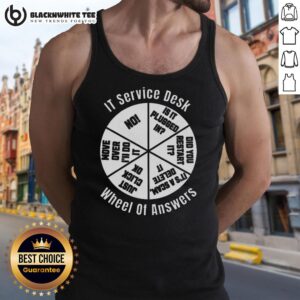 Top-It Service Desk Wheel of Answer tank top featuring a vibrant graphic design for tech enthusiasts and support professionals.