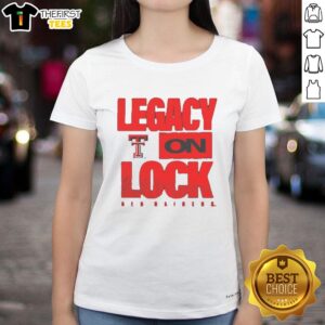 Premium Texas Tech Red Raiders NCAA 2026 ladies tee featuring the Legacy On Lock logo for stylish fan apparel.