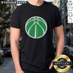 Alt Text: Premium Washington Wizards White Logo Patrick's Day T-Shirt featuring a vibrant team logo, perfect for basketball fans.