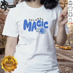 Stylish Orlando Magic Bubble Ladies Tee featuring vibrant team colors and a trendy design for fans.