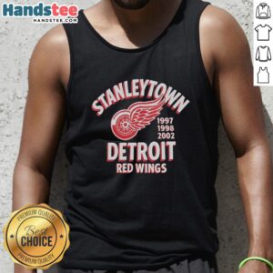 Official Stanleytown Detroit Red Wings 1997-1998-2002 tank top featuring team colors and logo for sports fans.