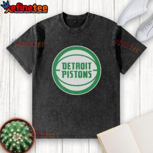 Premium Detroit Pistons White Logo Patrick's Day Washed T-Shirt featuring a festive design for basketball fans.