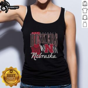 Premium Nebraska Huskers basketball graphic tank top featuring team logo and vibrant design, perfect for fans.