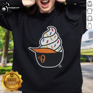 Premium Baltimore Orioles ice cream sweatshirt featuring vibrant team colors and logo, perfect for fans and chilly days.