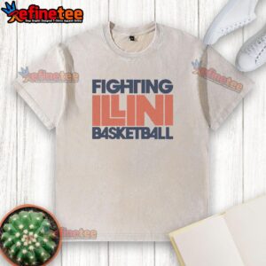 Vintage washed Fighting Illini basketball t-shirt featuring a classic logo and a relaxed fit, perfect for fans.