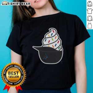 Top Miami Marlins Ice Cream Ladies Tee featuring vibrant colors and team logo, perfect for fans and summer outings.