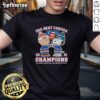 Alt Text: Cute Charlie Brown fist bump with Snoopy on USA Hockey gold medal T-shirt celebrating 2026 Winter Olympics victory.