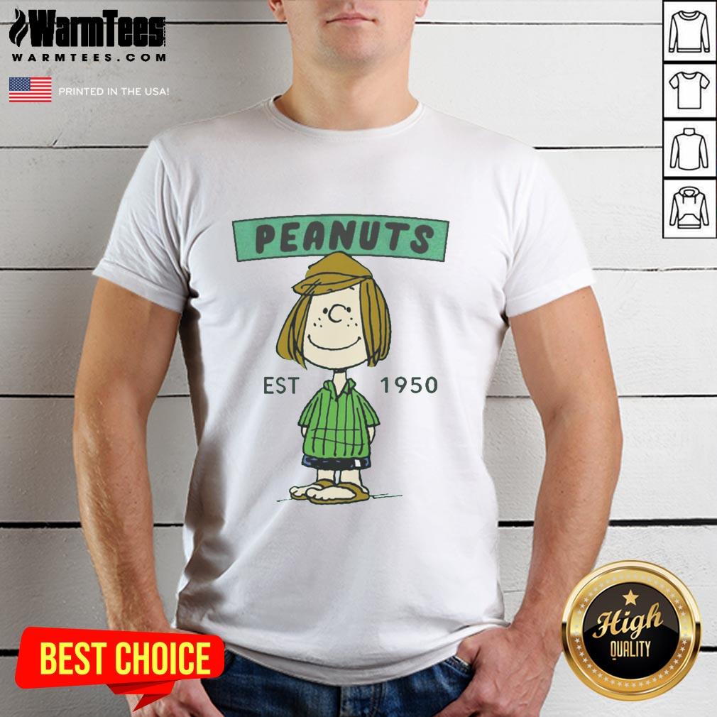 cute-peanuts-peppermint-patty-est-1950-t-shirt-1 Alt Text: Cute Peanuts Peppermint Patty Est 1950 T-Shirt featuring vibrant graphics and a cozy fit for fans of the classic comic.