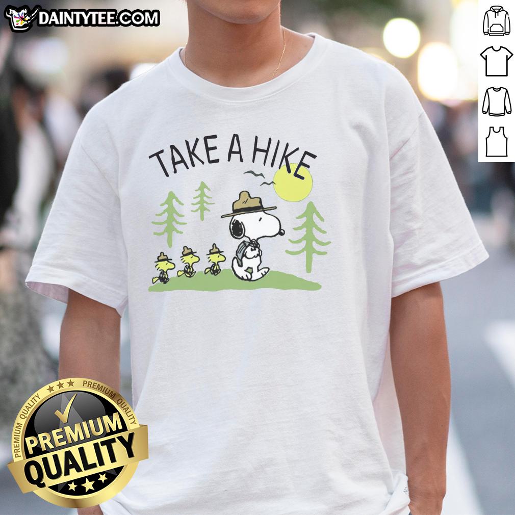cute-peanuts-snoopy-take-a-hike-t-shirt Alt Text: Cute Peanuts Snoopy Take A Hike T-Shirt featuring Snoopy hiking in a vibrant design, perfect for fans of the classic comic.