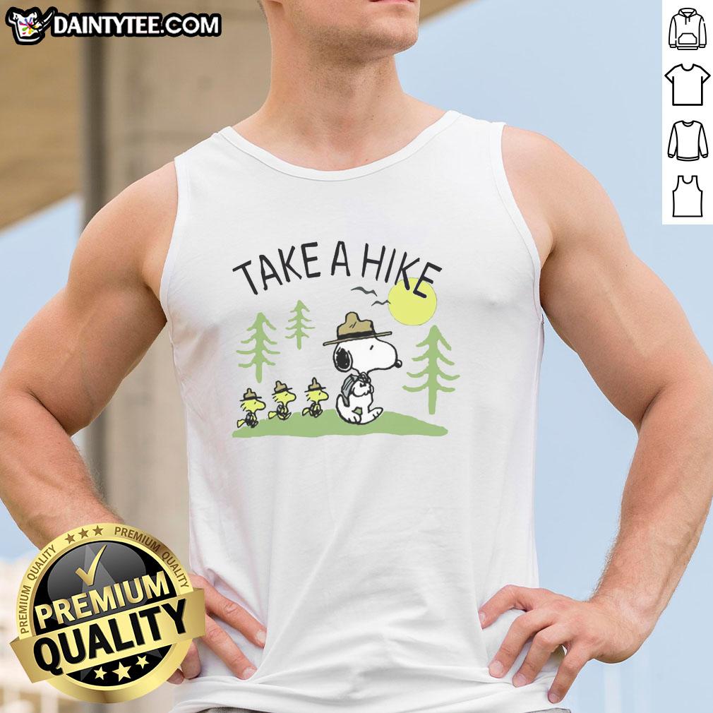 cute-peanuts-snoopy-take-a-hike-tank-top Cute Peanuts Snoopy Take a Hike tank top featuring Snoopy enjoying nature, perfect for outdoor adventures.