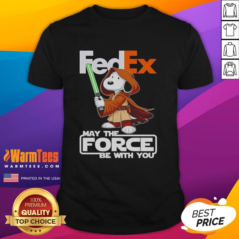 cute-snoopy-fedex-and-shop-may-the-force-be-with-you-t-shirt-1 Alt Text: Cute Snoopy FedEx t-shirt featuring 'May the Force Be With You' design for fans of Star Wars and Peanuts.
