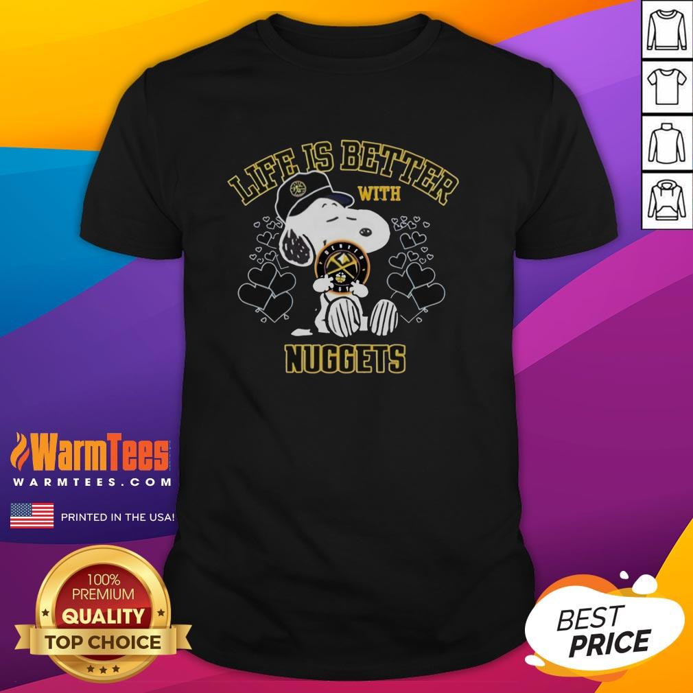 cute-snoopy-holding-denver-nuggets-warriors-logo-life-is-better-with-nuggets-t-shirt-1 Alt Text: Cute Snoopy holding Denver Nuggets logo on a Life Is Better With Nuggets t-shirt, perfect for fans.