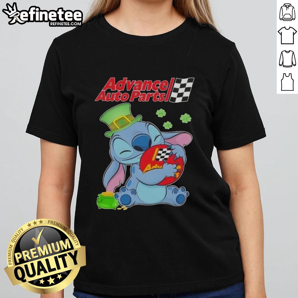 cute-stitch-hug-advance-auto-parts-logo-st-patricks-day-ladies-tee St. Patrick's Day Ladies Tee featuring a cute Stitch hug and Advance Auto Parts logo, perfect for festive celebrations.