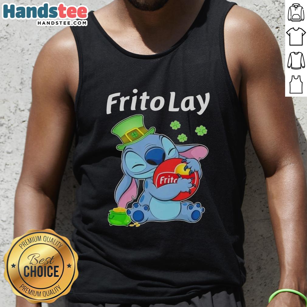 cute-stitch-hug-frito-lay-logo-st-patricks-day-tank-top Cute Stitch hugging Frito Lay logo on a St. Patrick's Day tank top, perfect for festive celebrations and casual wear.
