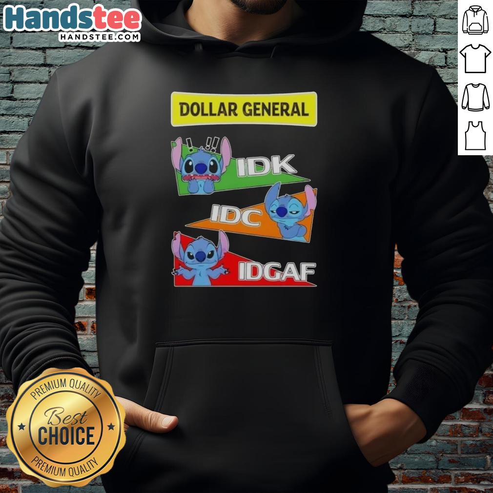 cute-stitch-x-dollar-general-idk-i-dont-know-idc-i-dont-care-idgaf-hoodie Cute Stitch X Dollar General hoodie featuring playful 'IDK, IDC, IDGAF' text design.
