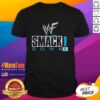 Alt Text: Cute WWF Smackdown professional wrestling logo T-shirt featuring vibrant graphics and a stylish design for fans.