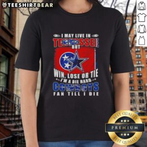 Die-hard Dallas Cowboys fan ladies tee, showcasing pride for the team while living in Tennessee. Perfect for game day!