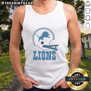 Awesome Detroit Lions football logo on a big helmet tank top, perfect for fans showcasing team spirit.