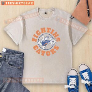 Vintage 1970s Florida Fighting Gators washed t-shirt featuring retro design and vibrant colors, perfect for Gators fans.