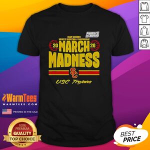 Premium USC Trojans 2026 March Madness Women's Basketball classic T-shirt featuring vibrant team colors and logo design.