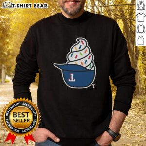 Cozy Top Texas Rangers ice cream sweatshirt featuring vibrant team colors and logo, perfect for fans.